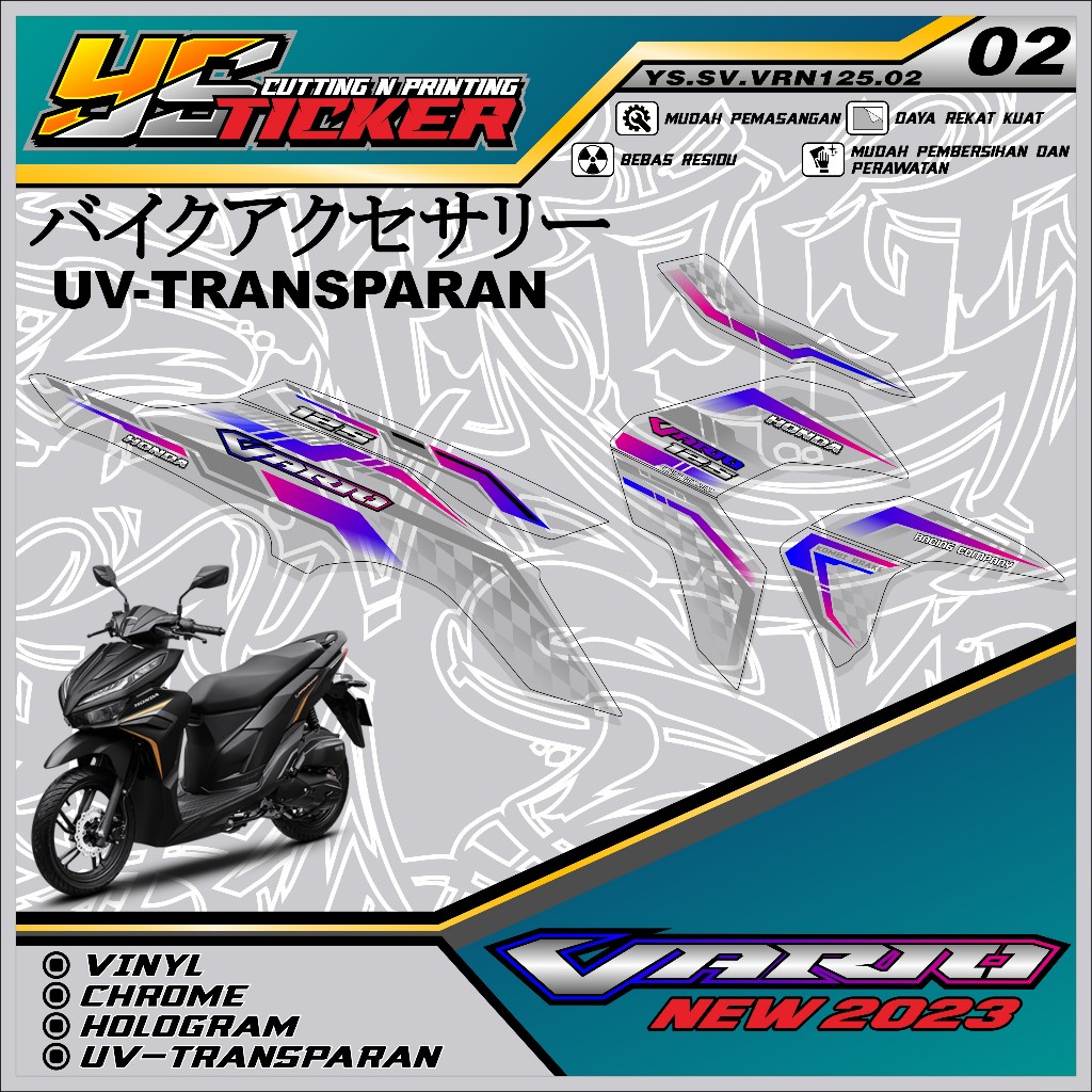 Stiker Striping VARIO125 NEW 2023  - Sticker Striping Modifikasi List Variasi Vinyl UV Transparant H