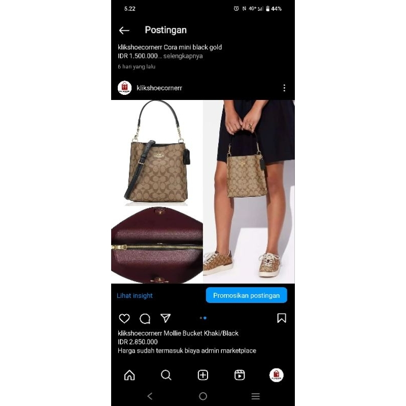 coach mollie bucket khaki black