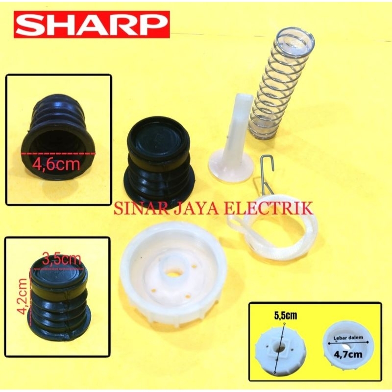 SEAL KARET + TUTUP PEMBUANGAN MESIN CUCI SHARP 2 TABUNG 1 SET