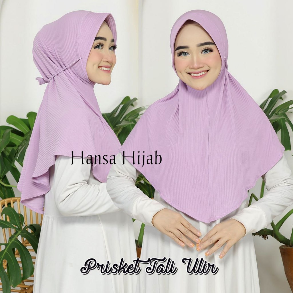 Hijab Bergo Instan Plisket Hamidah Tali Ulir Mat Jersey pet Tali Tambang Maryam