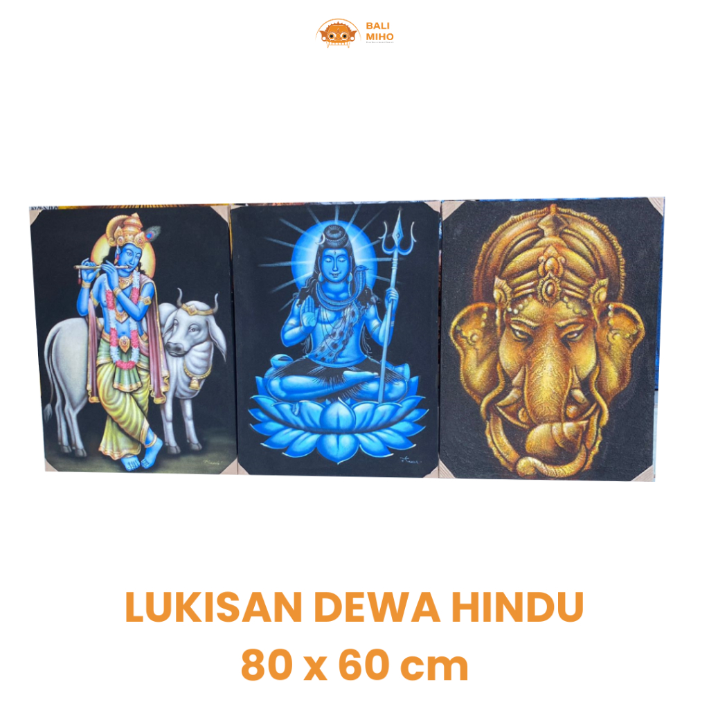 Lukisan Dewa Hindu 80 x 60 cm - Lukisan Dewa Siwa - Lukisan Dewa Ganesha - Lukisan Dewa Krishna - Pa