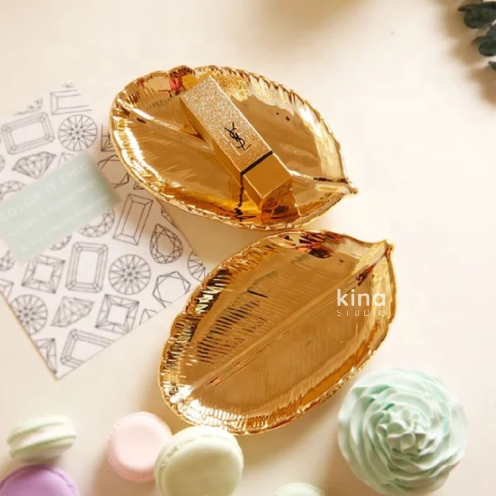 Ceramic Tray Gold Feather  Jewelry Organizer, Tray Gold,  Jewelry Tray Gold, Tray Gold Feather