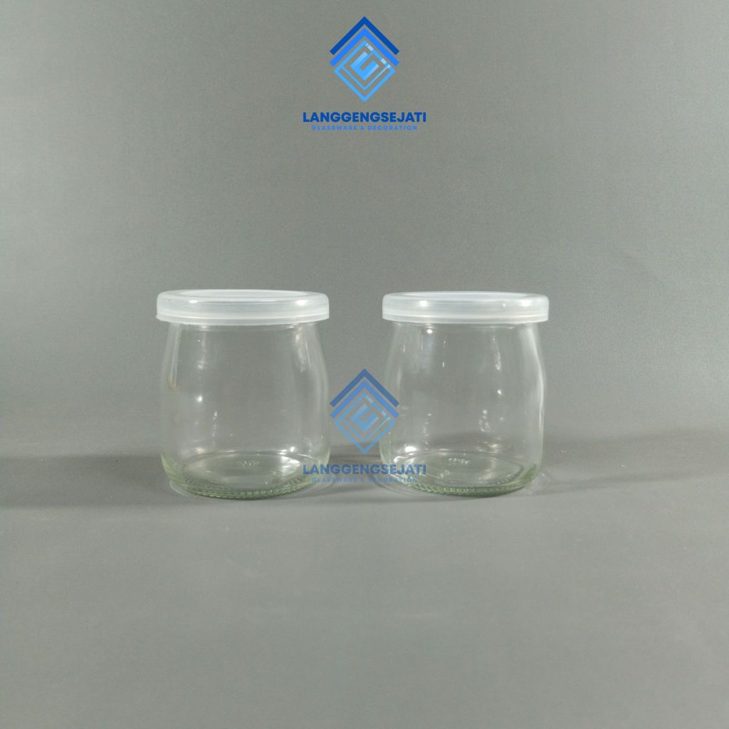 200ML BOTOL JAR BOTOL PUDING + TUTUP / SUSU / SELAI / YOGURT / TOPLES KACA PUDING PENDEK