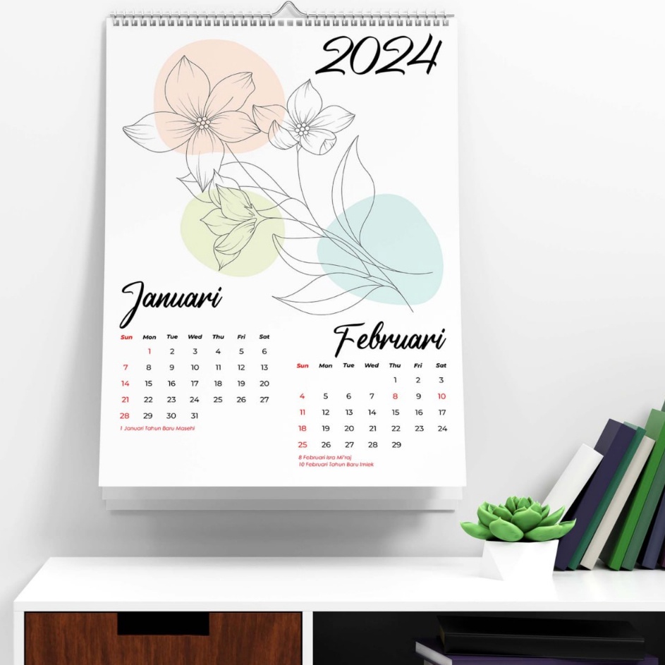

COD NEWPRODUCT Kalender Dinding Tahun 224 Kalender A3 Flower Aesthetic Murah Kekinian