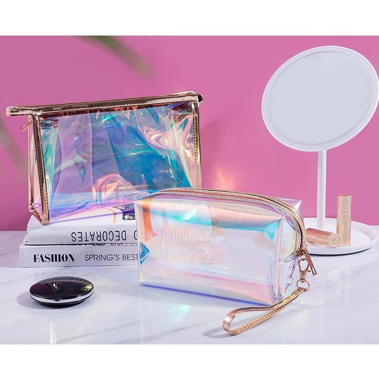 TerlarisTas Make Up Pouch Make Up Tas Kosmetik Transparan Travel Bag Pouch Kosmetik Transparan PVC A