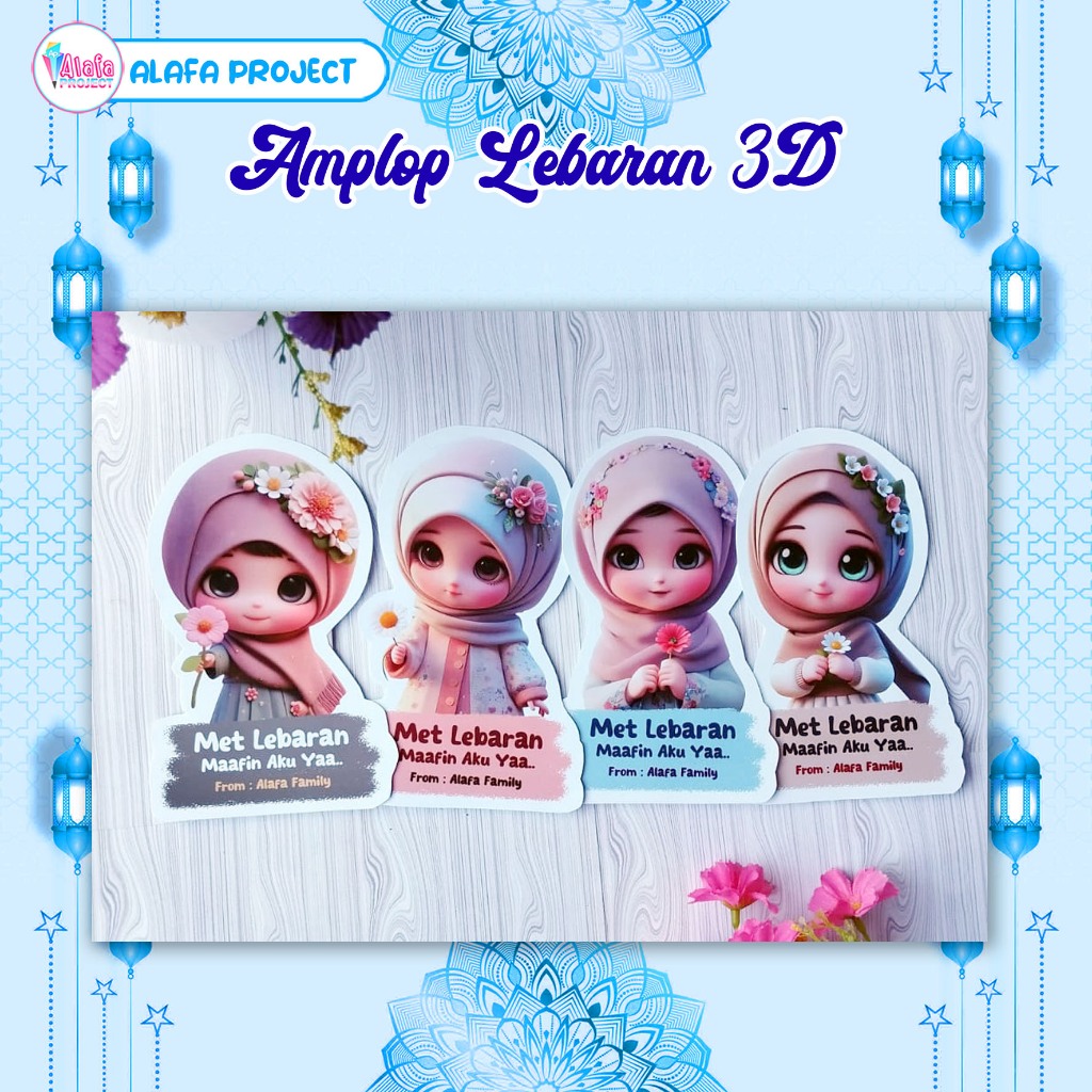 

AlafaProject 8 Pcs Amplop 3D Idul Fitri Custom Versi Girls 1-4