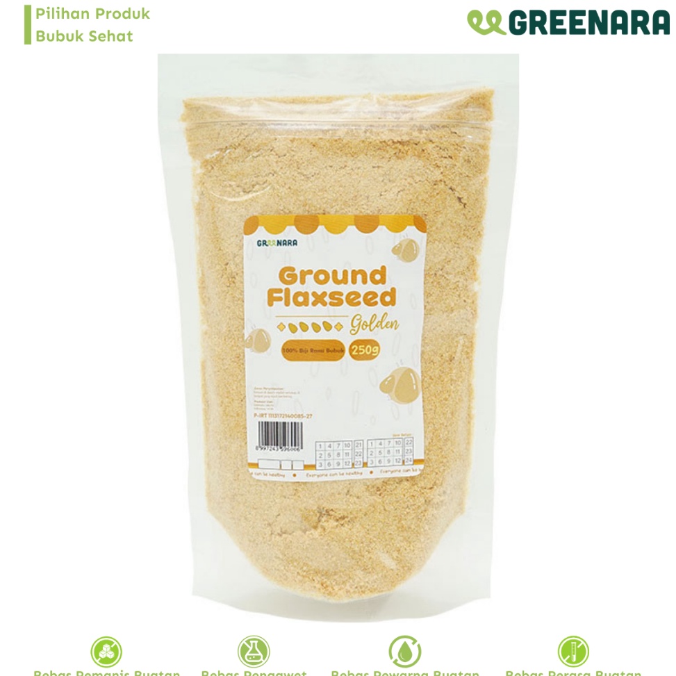 

GROSIR Greenara Bubuk Biji Rami Emas 25gr Ground Golden Flaxseed