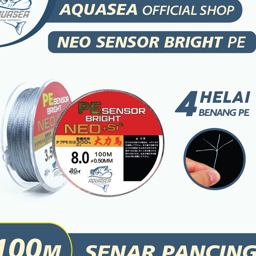 TERBARU AQUASEA  Tali Pancing 1m Senar Pancing PE Sensor Bright NEOsi2 Jepang Senar Pancing 1m Super