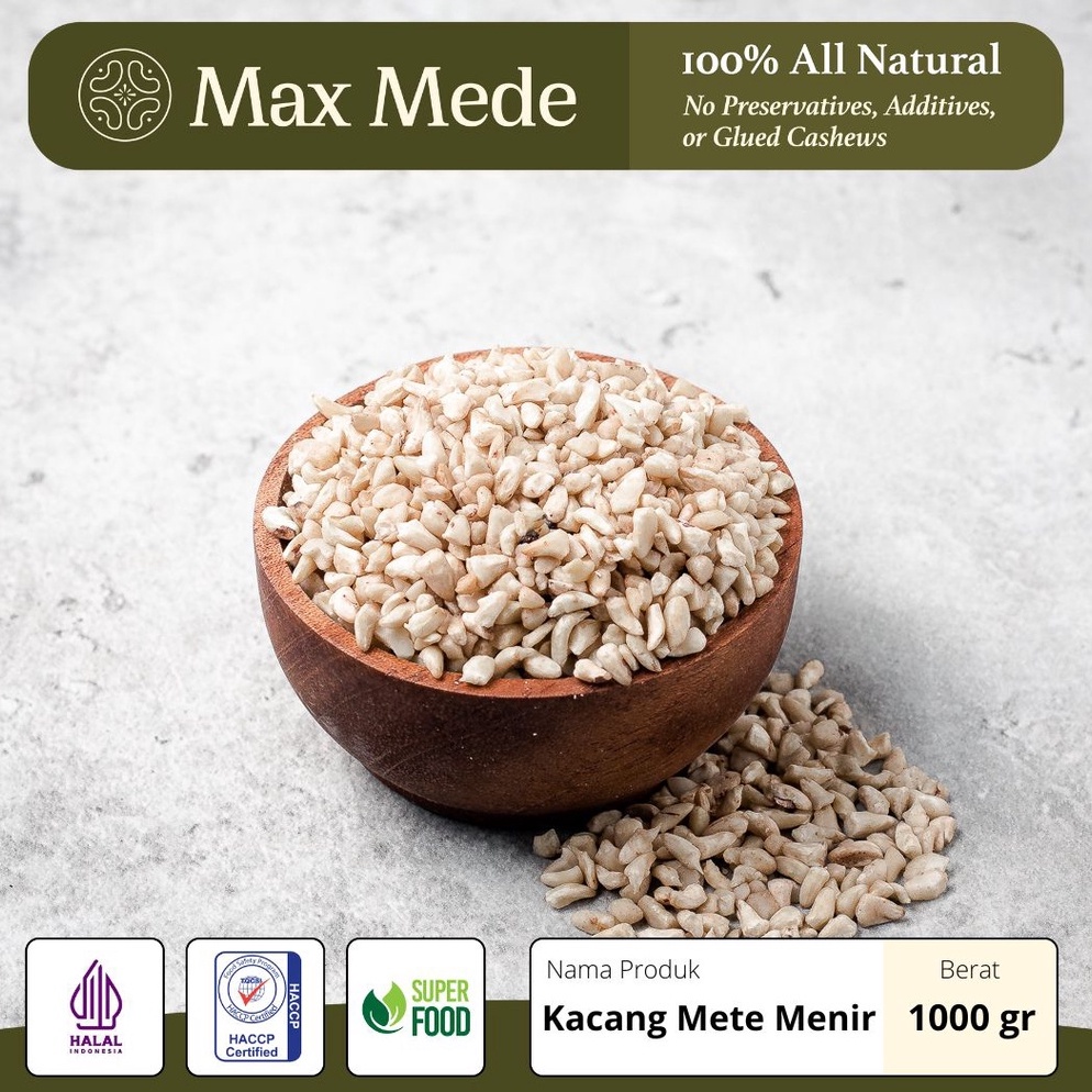 

TERBARU Max Mede Kacang MedeMete Menir Patahan Kecil Mentah 1KG Mente Pecahan Kupas Cashew Siap Panggang
