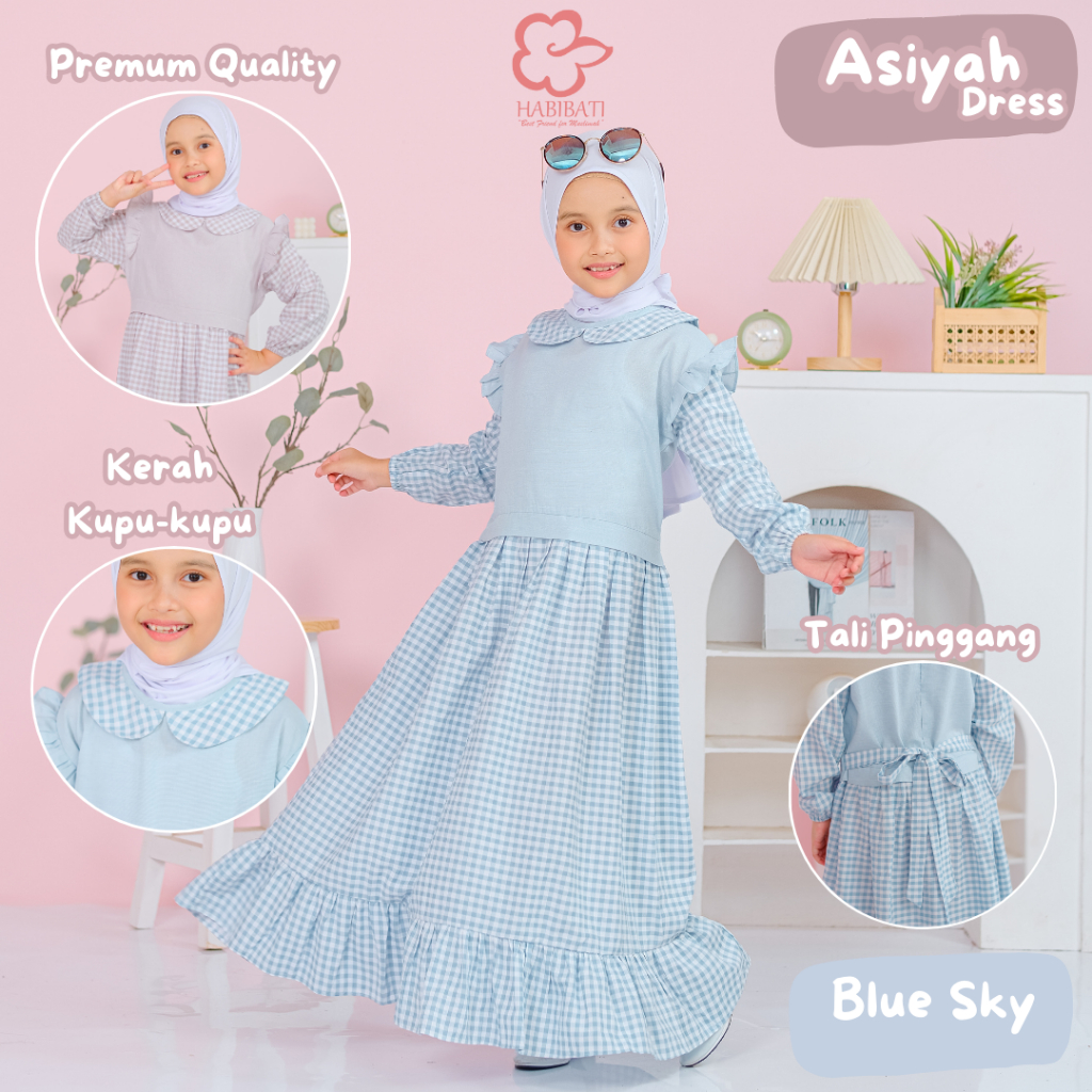 HABIBATI | GAMIS ANAK PEREMPUAN ASIYAH DRESS BLUE SKY