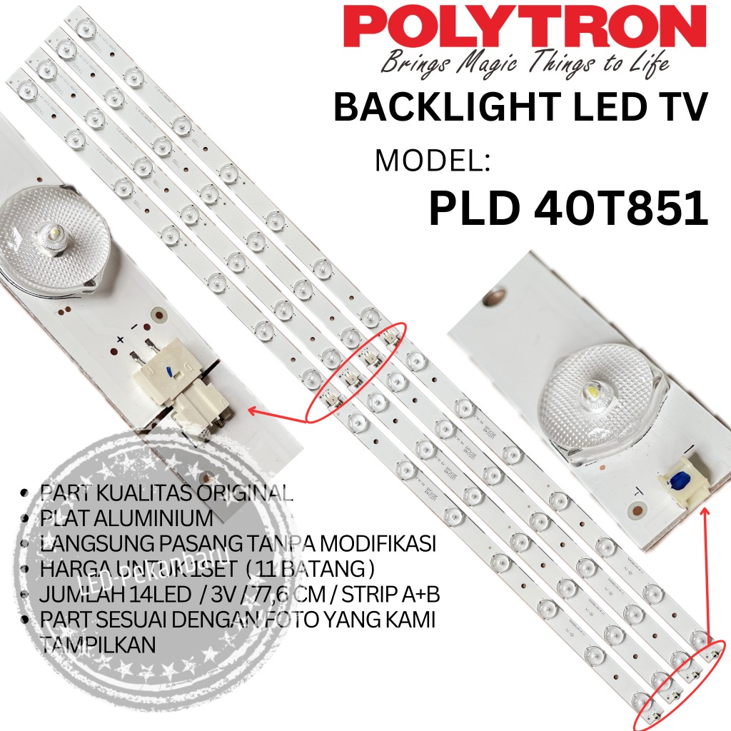 BACKLIGHT LED TV POLYTRON 40 INC PLD 40T851 PLD40T851 LAMPU BL 10K