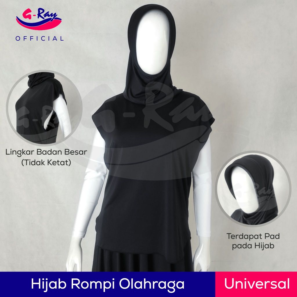 Outer Hijab Rompi Vest Sport Olahraga Muslimah / Jilbab Atasan Olahraga Muslim | G-Ray