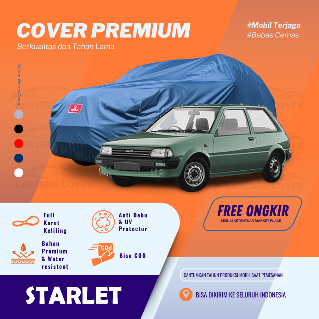 Premium Sarung Mobil Starlet Cover Penutup Mantel Mobil Starlet Kapsul