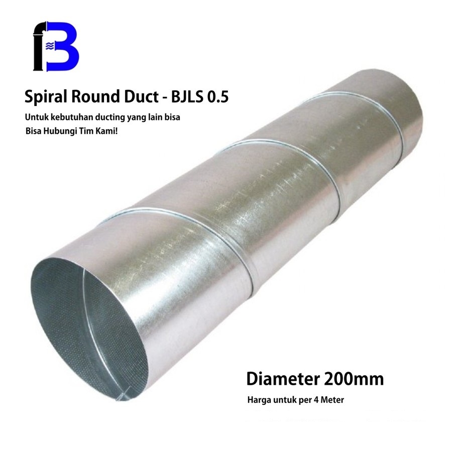 Spiral Duct BJLS 0.6 ukuran 8 inch Per 4 Meter - 8 Inch