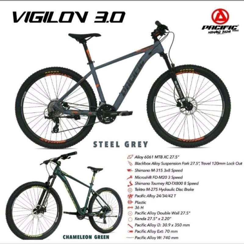 Sepeda Gunung 27,5 MTB PACIFIC VIGILON 3.0 Alloy 24 Speed