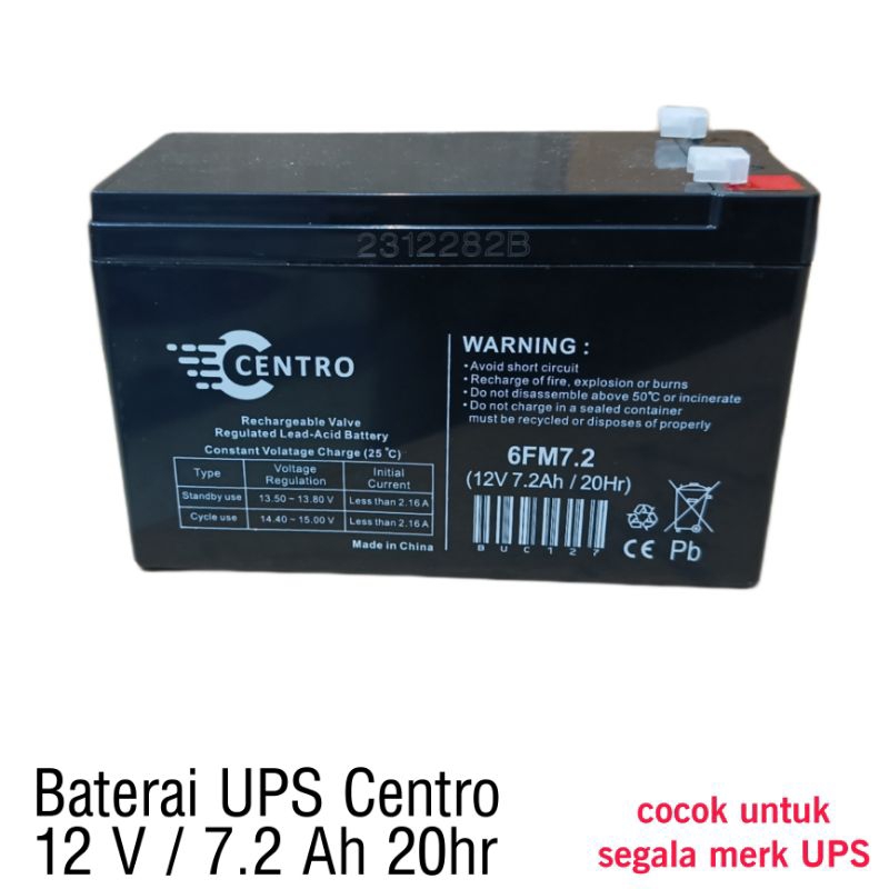 Baterai / Battery UPS Centro 12V 7.2 Ah 20hr / Aki UPS