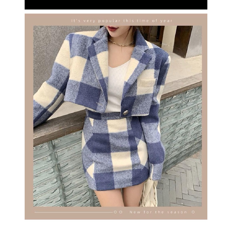 Set blazer panjang rok pendek korean style code 158348