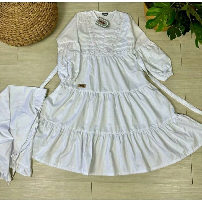gamis anak bordir warna putih