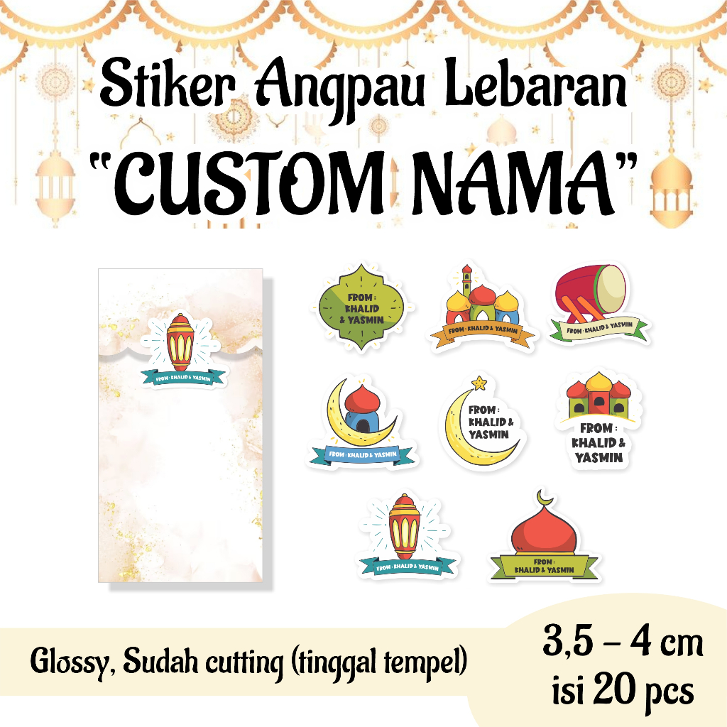 

20 pcs Stiker Segel Angpau Lebaran CUSTOM TULISAN