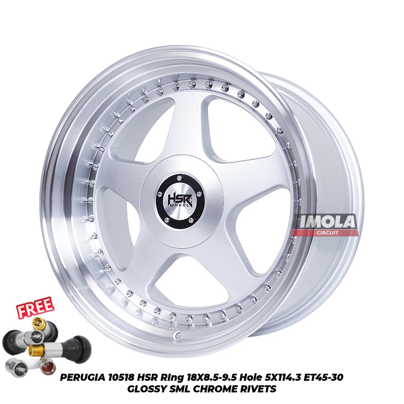 Pelek Ring 18 Celong Mobil HRV Xpander Camry Velg Pelek Mobil HSR PERUGIA 10518 R18 Silver