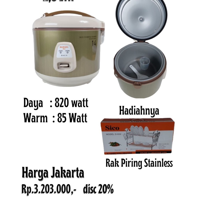 RICE COOKER SICO HAMADA ORIGINAL/MEMASAK NASI