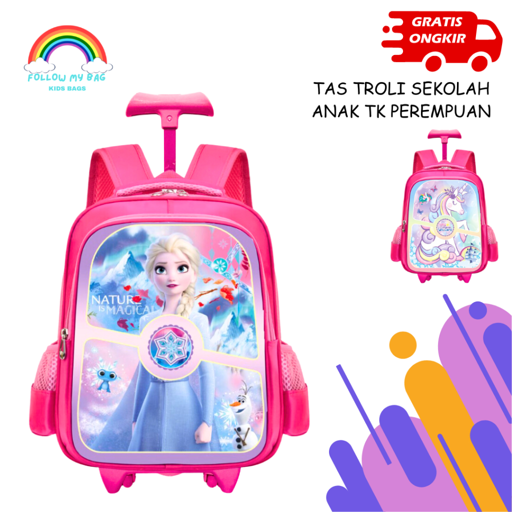 tas koper anak perempuan tk motif timbul anti air