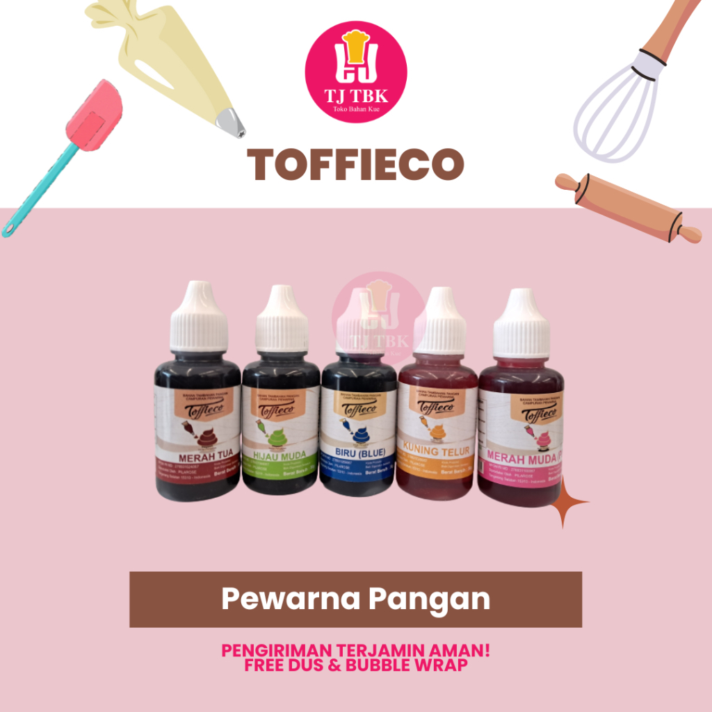 

TOFFIECO Pewarna Makanan 30ml | Pewarna Makanan/Kue Toffieco | Toko Bahan Kue TJ