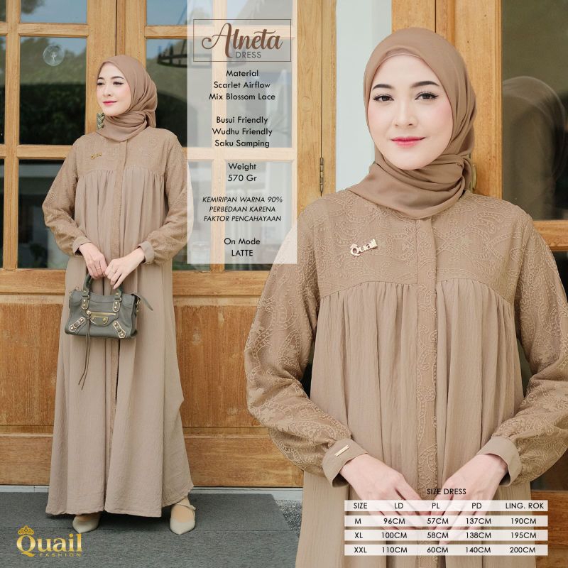 Gamis Polos / Gamis Airflow / Gamis Kondangan - Alneta dress QuaiL Hijab