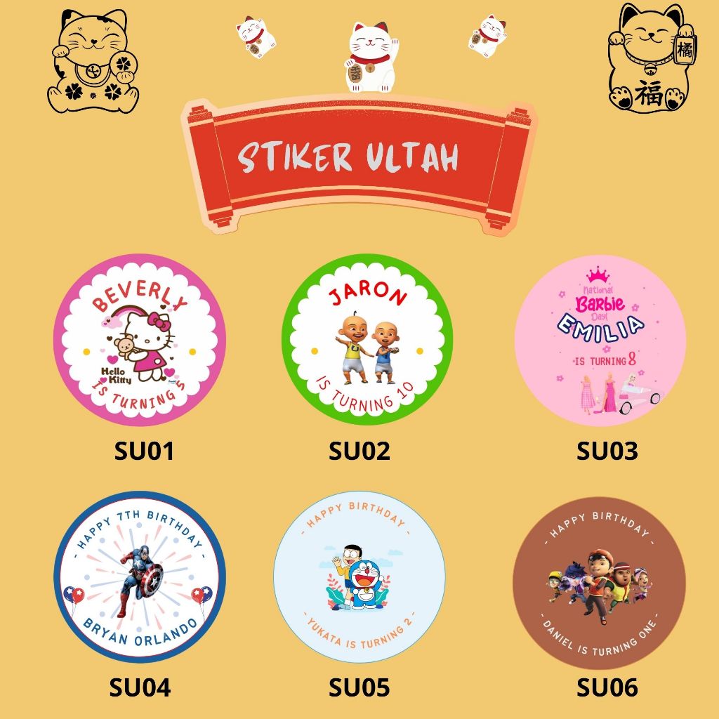 Stiker Ultah Anak label ulang Tahun Anak stiker custom