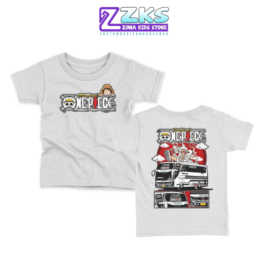 KAOS ANAK BUS MOTIF ONE PIECE - KAOS ANAK KEREN - KAOS KATUN ANAK - KAOS BUS ONE PIECE TERBARU - KAO