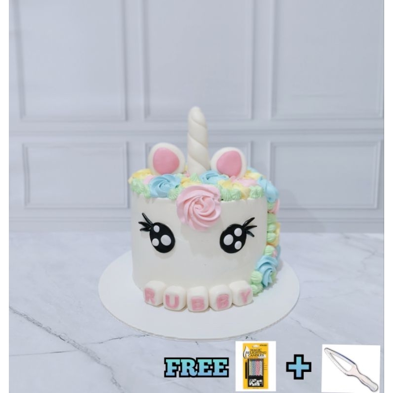 Cake unicorn tanduk fondant