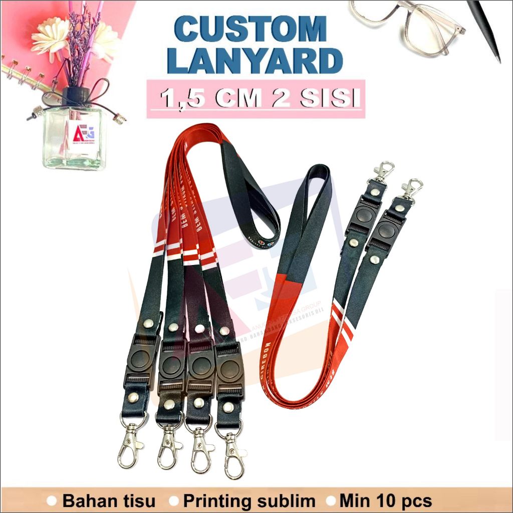 

TALI LANYARD CUSTOM SATUAN 1,5CM 2SISI/LANYARD SUBLIM/TALI LANYARD IDCARD