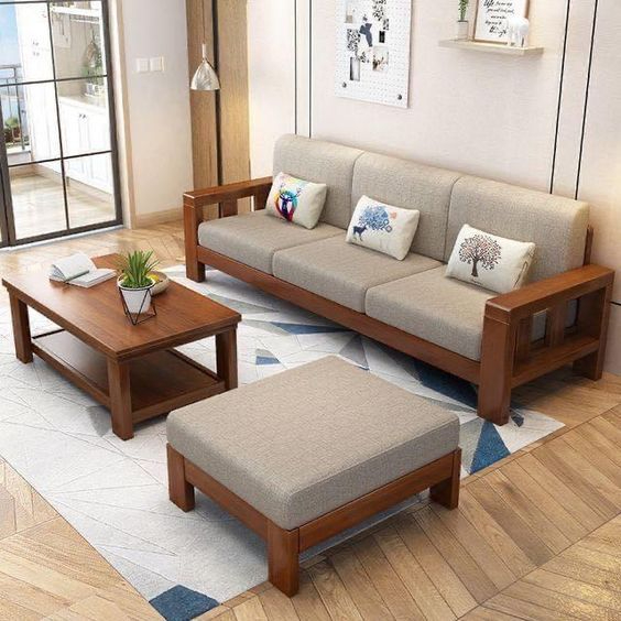 Set Sofa Minimalis Jati Solid / Kursi Sofa Tamu Minimalis Jati Solid