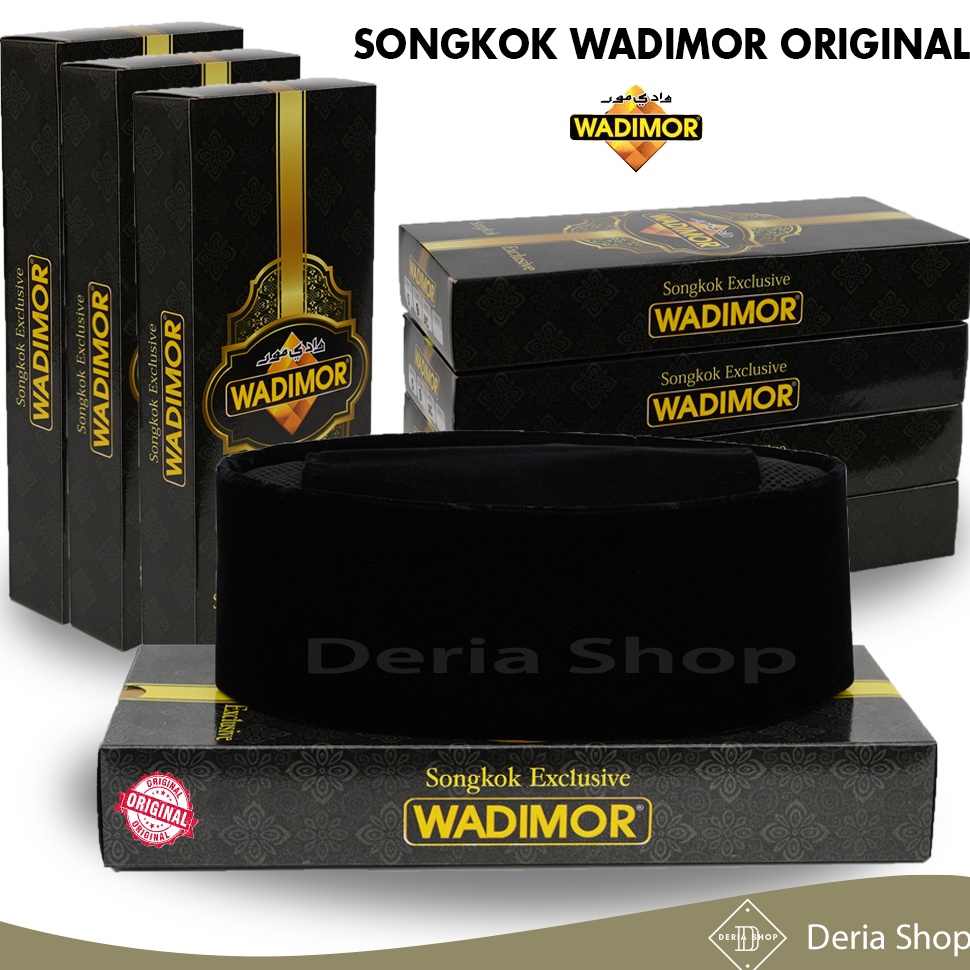 ORIGINAL Peci WADIMOR Asli AC Non AC Susun Tinggi 7 8 9 1 Songkok Hitam Peci Sholat Bludru Anak Laki