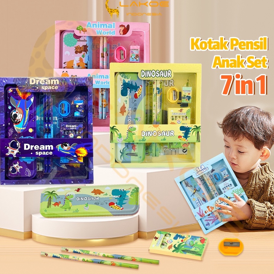 

D2289 LAKOE Kotak Pensil Anak Set StationeryAlat Tulis Kotak Pensil KarakterAlat Tulis set Lengkap