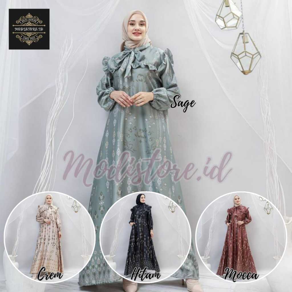 Modistore.id - Baju Maxmara Luxury Gamis Silk Ori Terbaru Viral syari  Busui Lebaran Kondangan