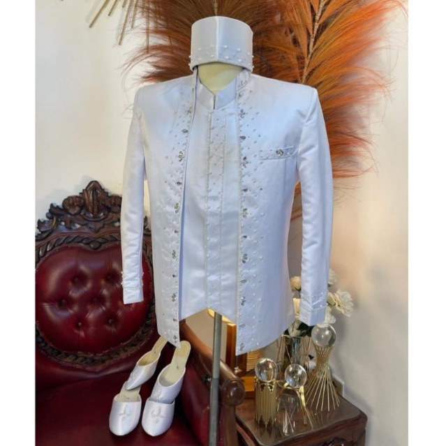 Beskap pengantin | Beskap pria putih | Beskap pengantin pria premium