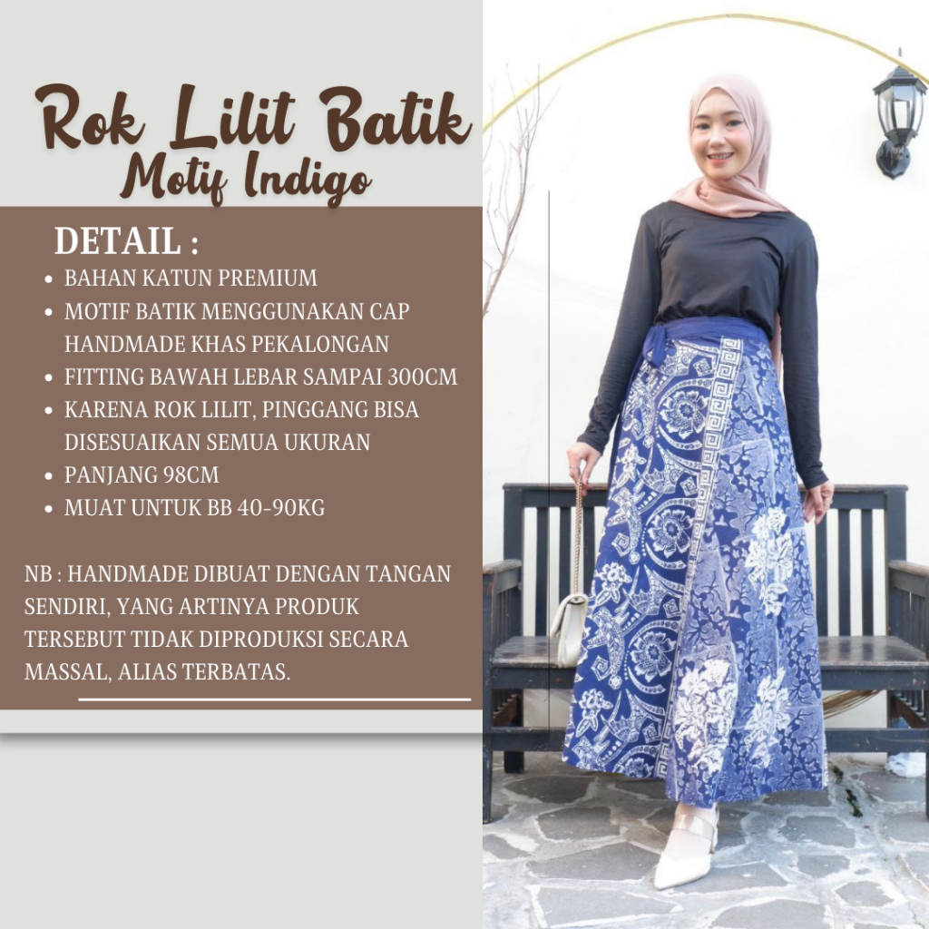 KEKINIAN Premium Rok Lilit Batik Panjang Dewasa Rok Klok Katun Halus KEKINIAN