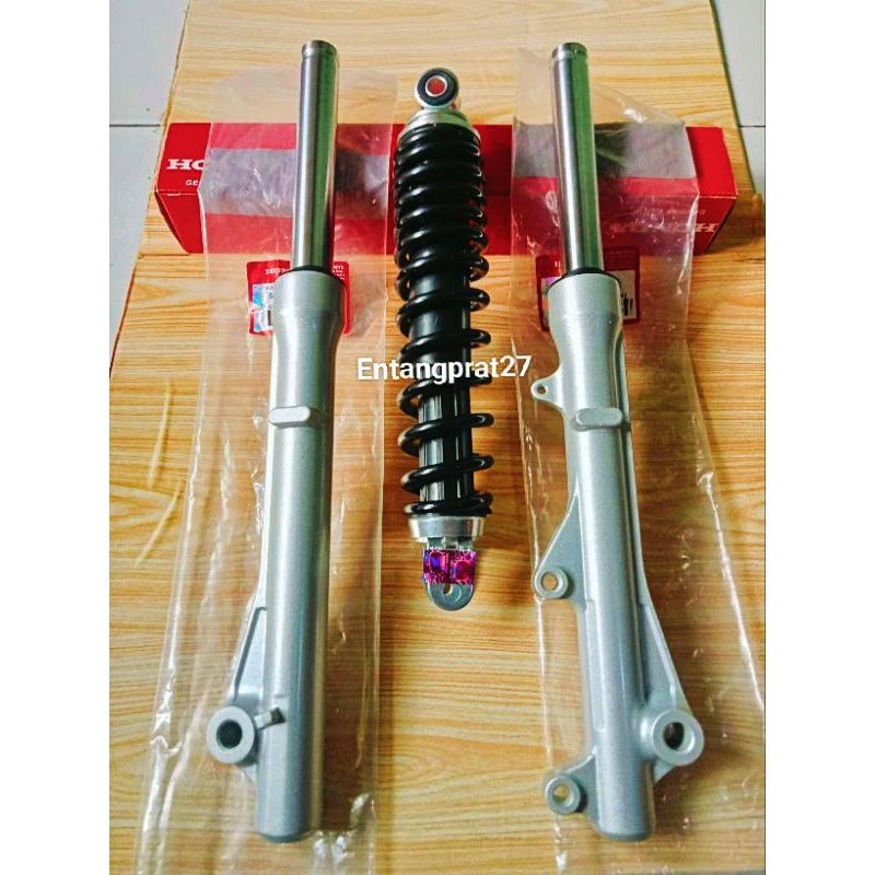 As Shock Depan KVY Silver + Shock Belakang Assy Honda Beat Karbu 2011-2012/Vario karbu 110 cbs/Scoop
