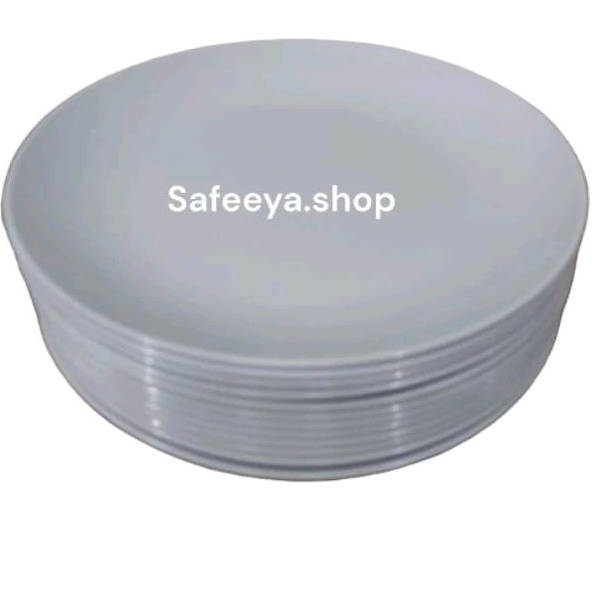 (6pcs/1Lusin) Piring bulan melamin | Piring saji ceper | Piring bulat ceper singa singi