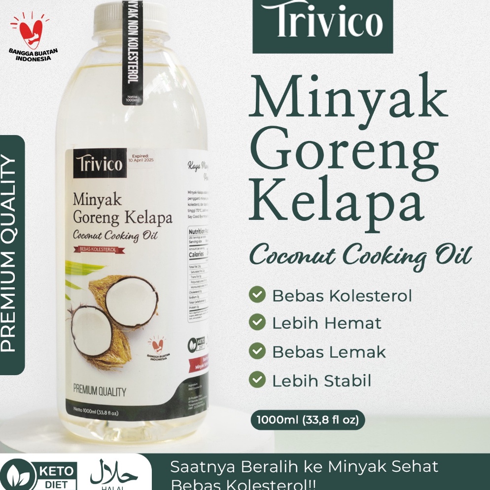 

MURAH LEBAY TRIVICO COCONUT COOKING OIL 1 LITER MINYAK GORENG KELAPA MURNI 1 MINYAK GORENG MINYAK KELAPA MURNI 1 L