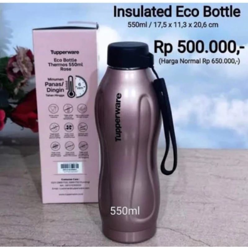 Tupperware Insulated Eco Bottle 550ml Stainless Steel Botol Thermos