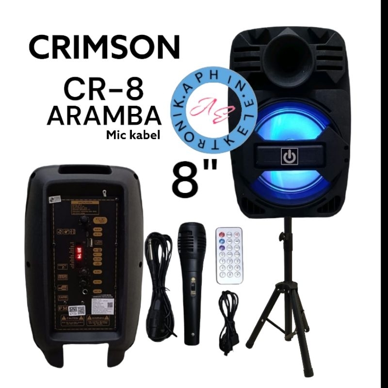 Speaker Portable 8 inch Speaker CRIMSON 8 inch ARAMBA CR-8 SPEAKER MURAH Mic kabel