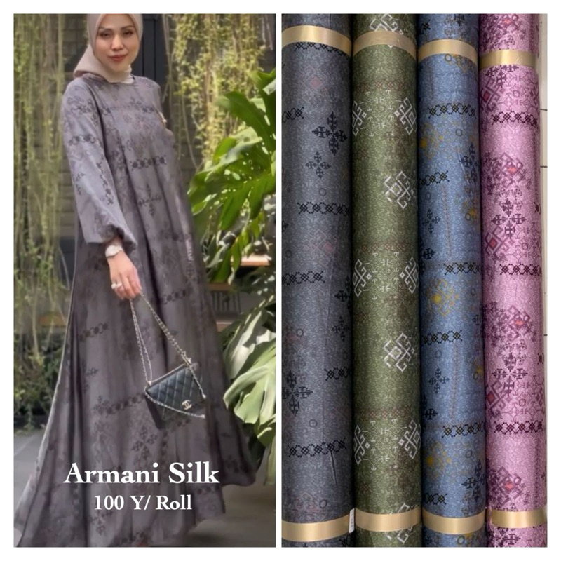 PROMO kain armani silk gradasi motif flower cantik | kain armani silk ombre brown | armani ecoprint | harga 0.5m
