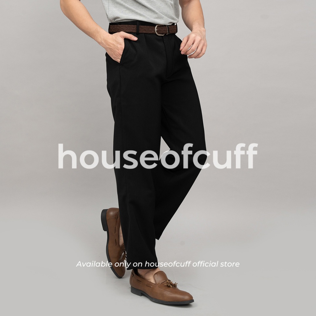 Houseofcuff Celana Panjang Bahan Regular Loose Fit Pants Hitam