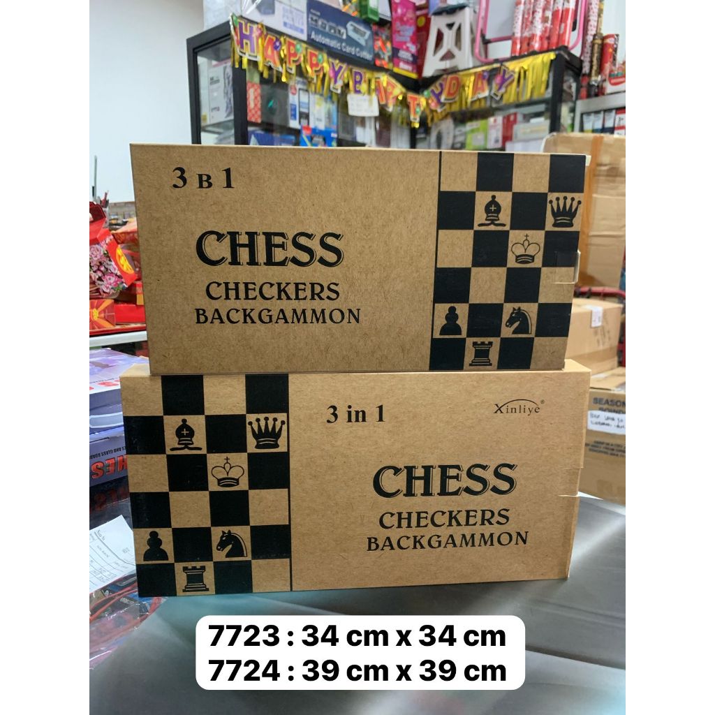 papan catur kayu ukuran 39 x 39 atau 34 x 34 cm made in china plus permainan