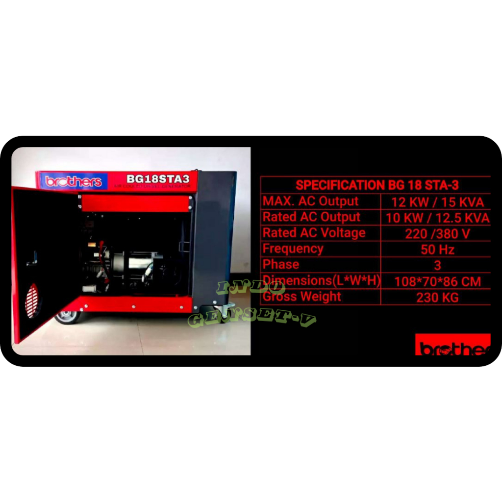 GENSET PORTABLE SILENT 15KVA BROTHER 3PHASE