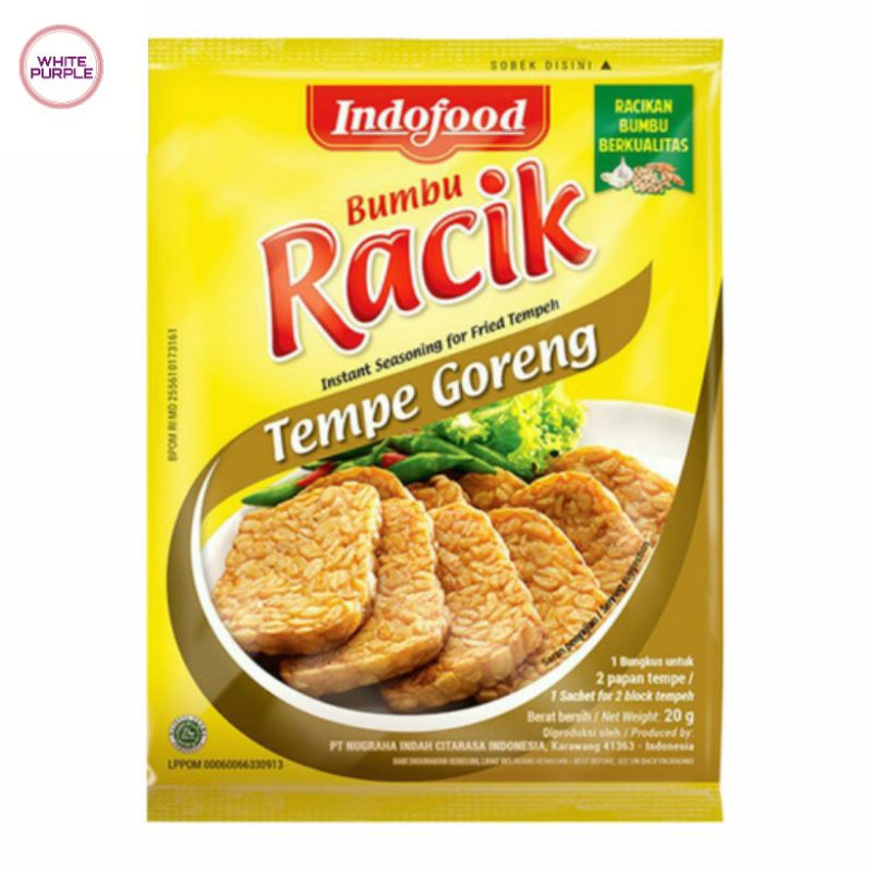 

RACIK INDOFOOD TEMPE GORENG 10 SACHET / BUMBU INSTAN TEMPE / White Purple