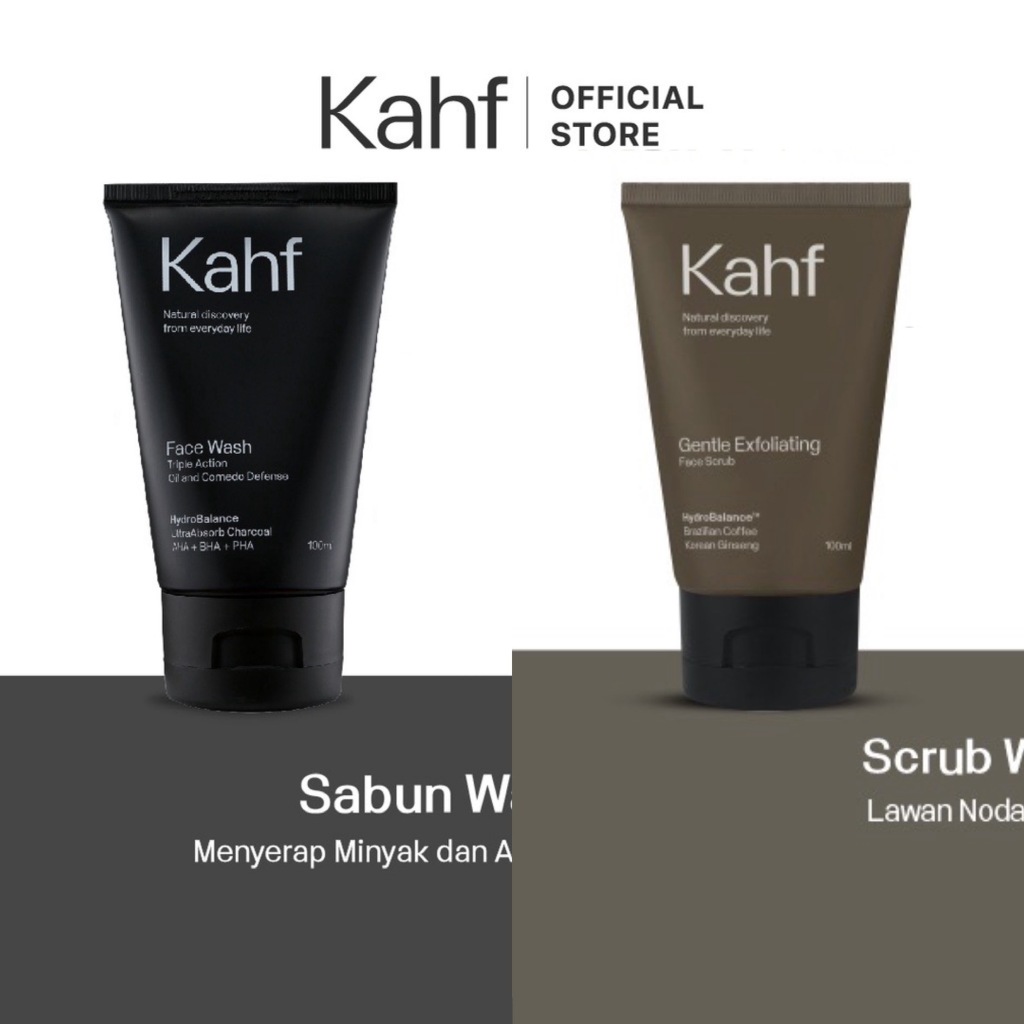 KAHF Comedo Defence & Gentle Exfoliating Face Scrub 2 Pcs Package / Indonesia Paket Sabun Wajah Pria