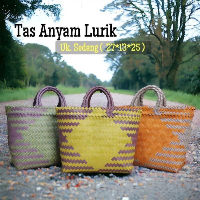 H1- Tas Anyam Plastik Lurik/Tas Belanja/Tas Keranjang/Tas Sedang Original